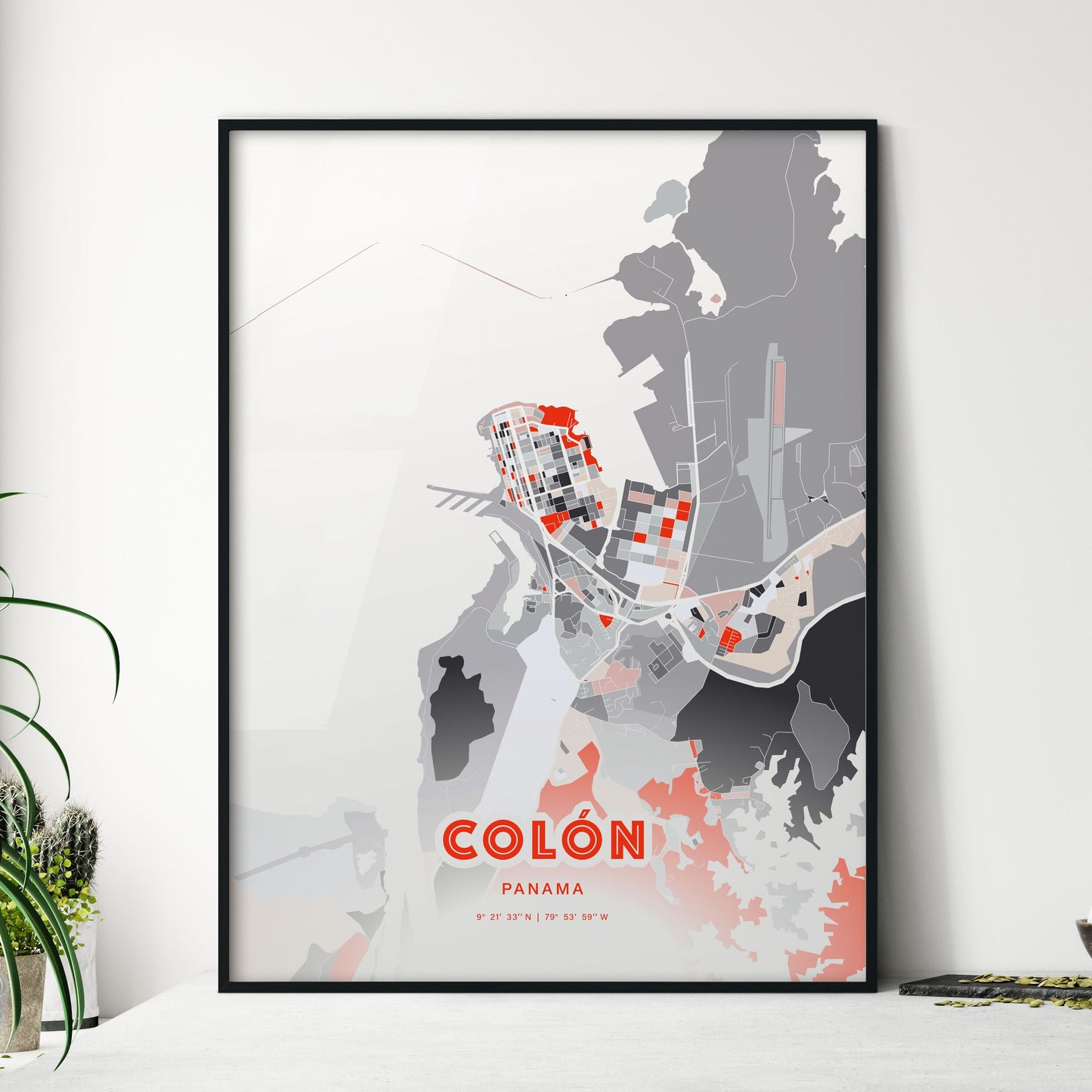 Colorful COLÓN PANAMA Fine Art Map Modern