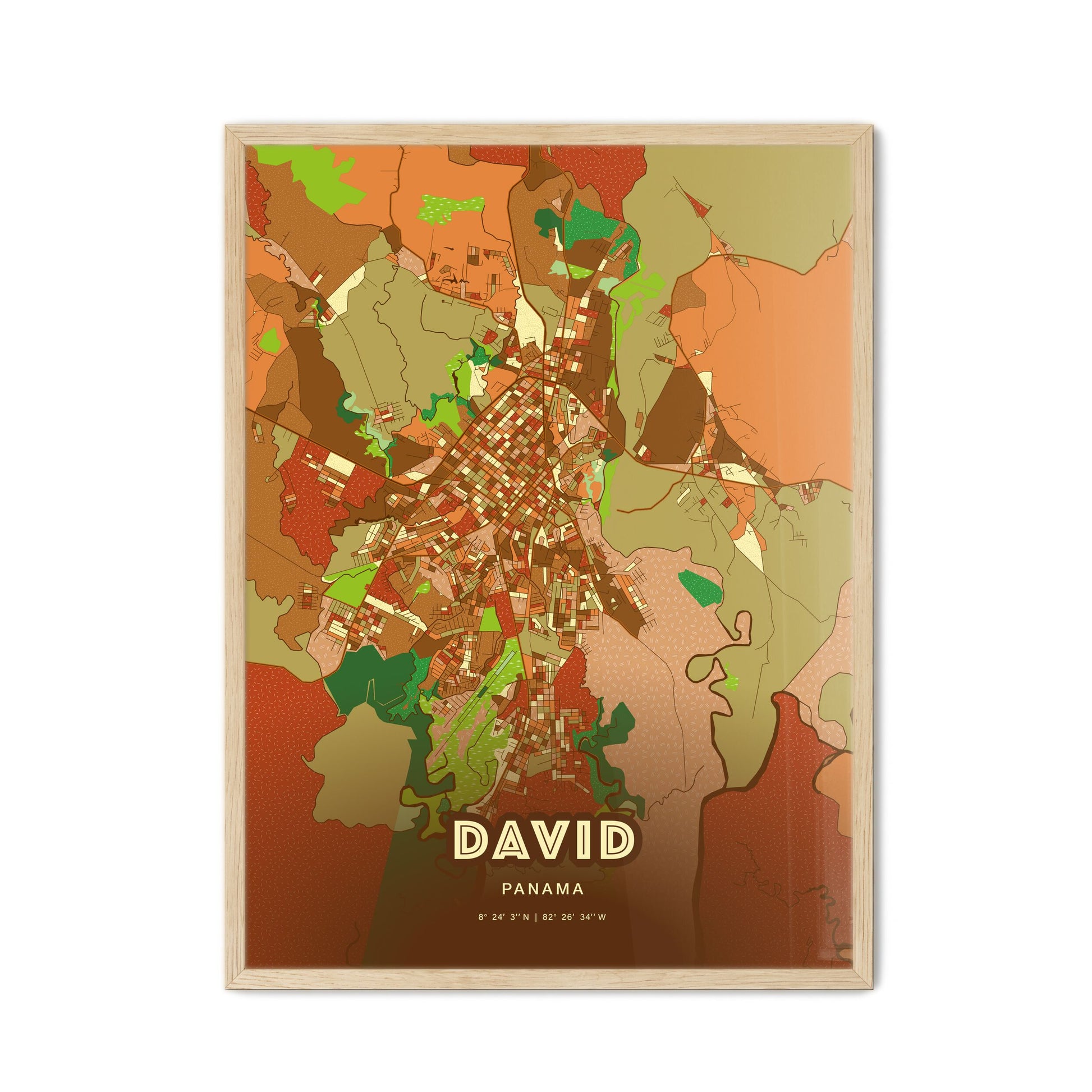 Colorful DAVID PANAMA Fine Art Map Farmhouse