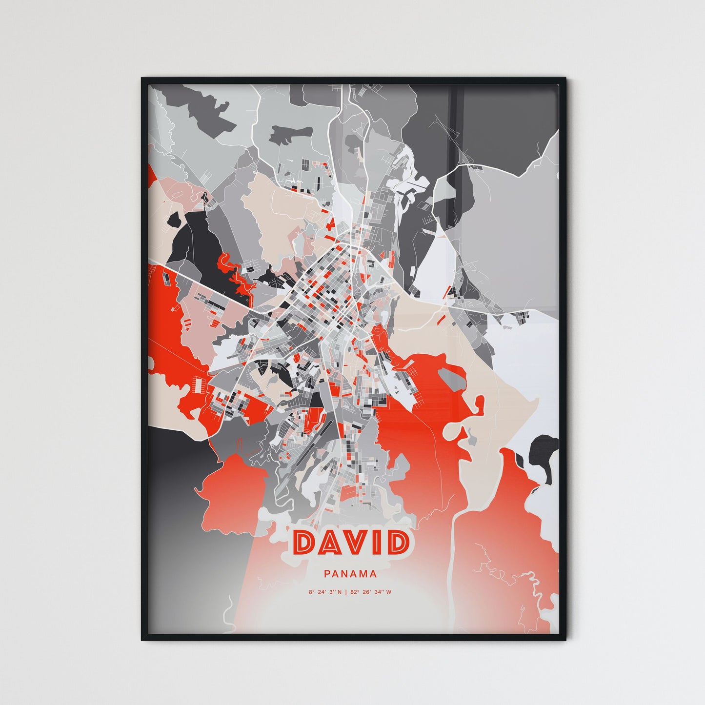 Colorful DAVID PANAMA Fine Art Map Modern