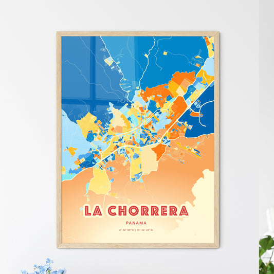 Colorful LA CHORRERA PANAMA Fine Art Map Blue Orange