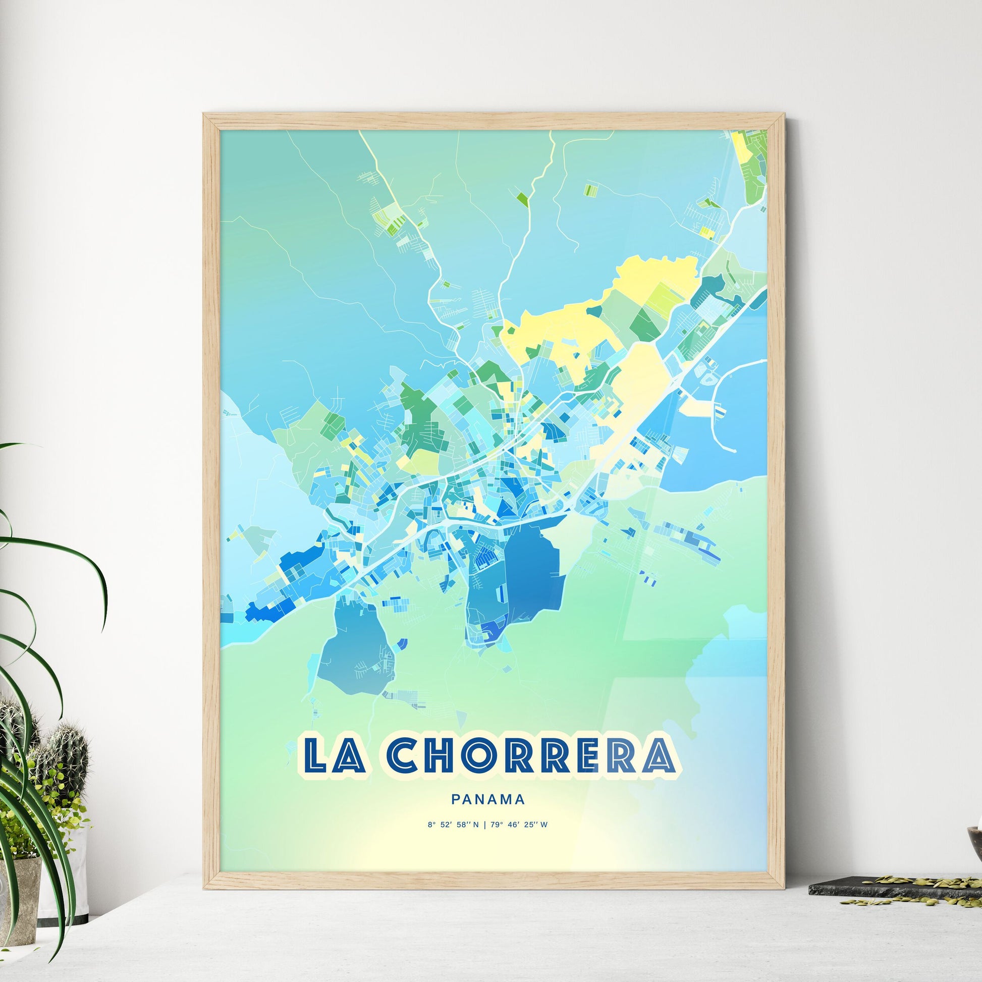 Colorful LA CHORRERA PANAMA Fine Art Map Cool Blue