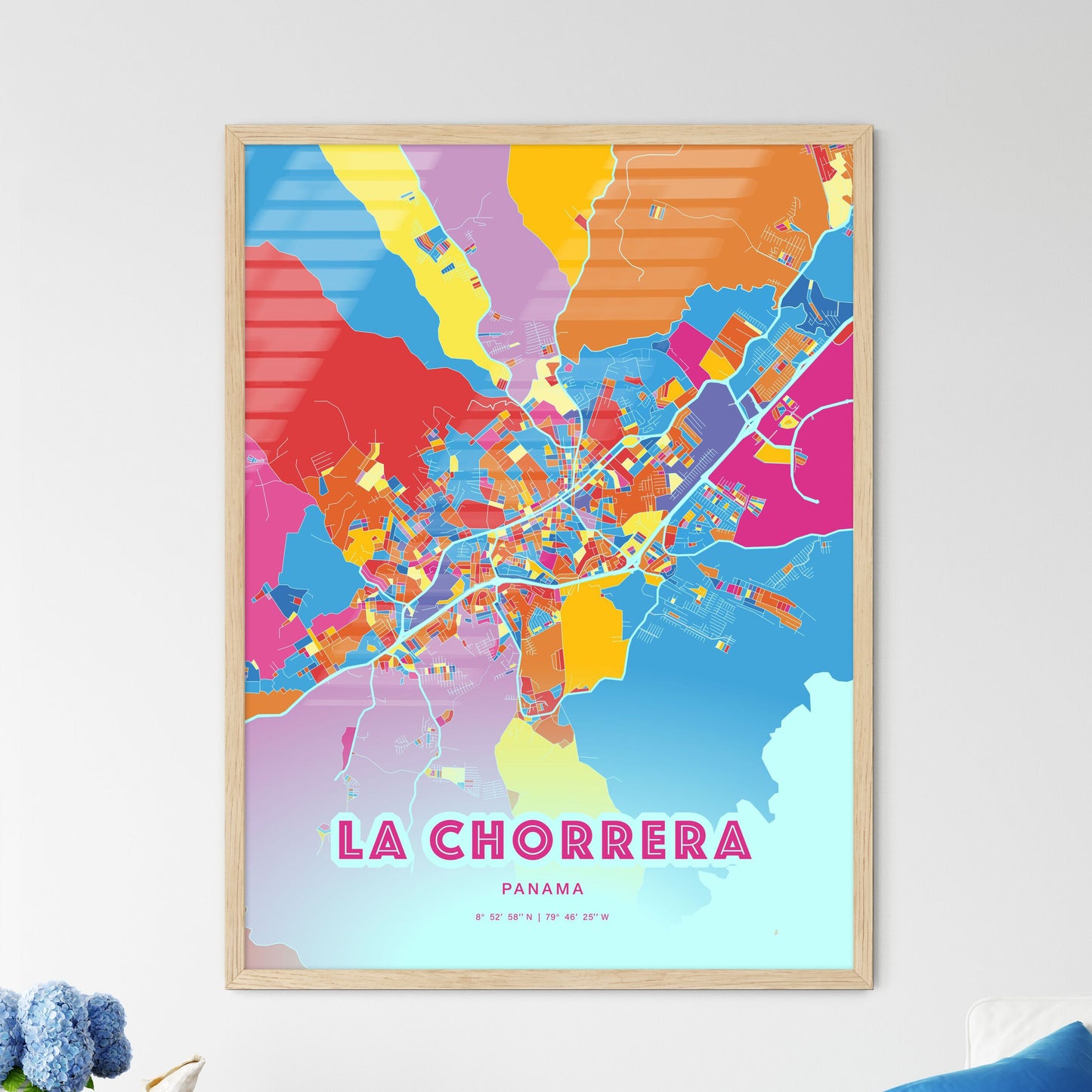 Colorful LA CHORRERA PANAMA Fine Art Map Crazy Colors