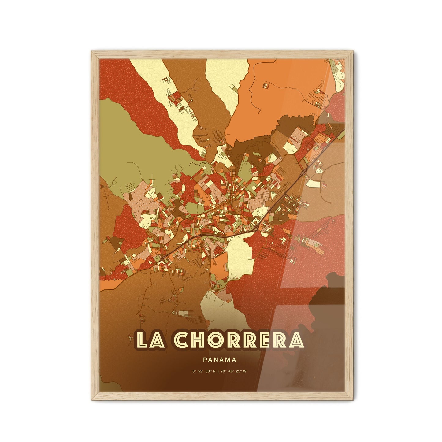 Colorful LA CHORRERA PANAMA Fine Art Map Farmhouse