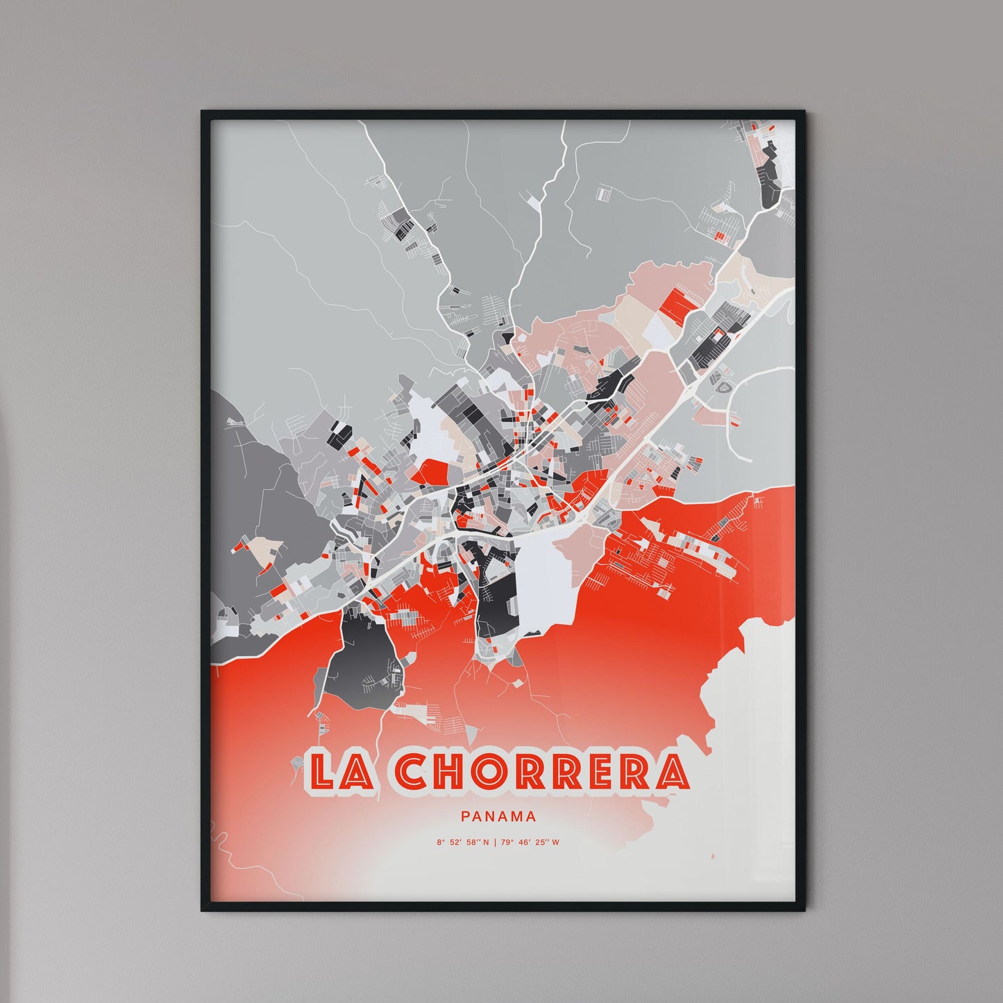 Colorful LA CHORRERA PANAMA Fine Art Map Modern