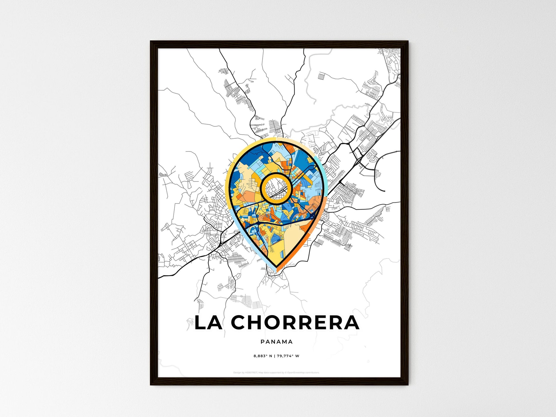 La Chorrera Panama wedding art map with pointer icon