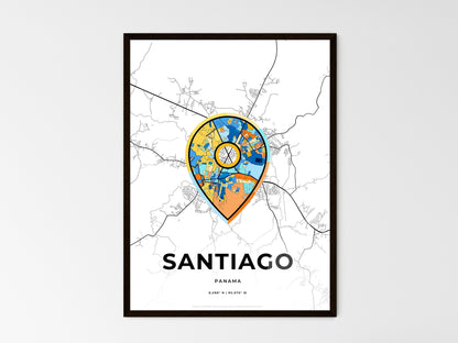SANTIAGO PANAMA minimal art map with a colorful icon. Style 1