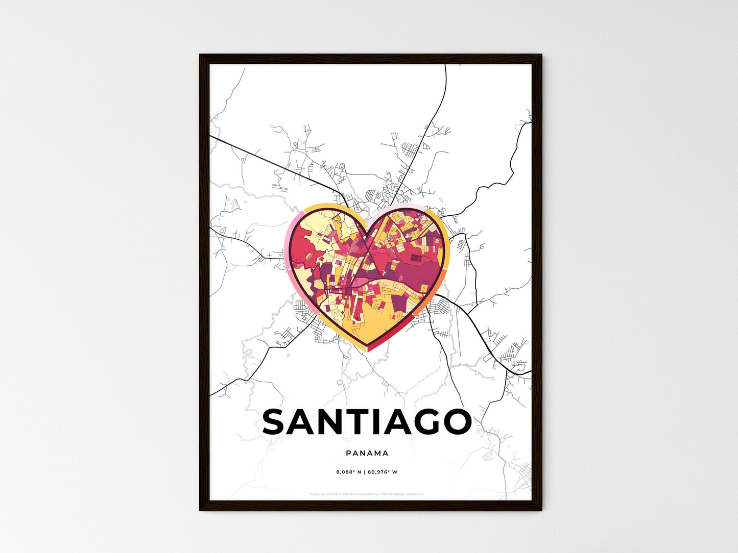 SANTIAGO PANAMA minimal art map with a colorful icon. Style 2