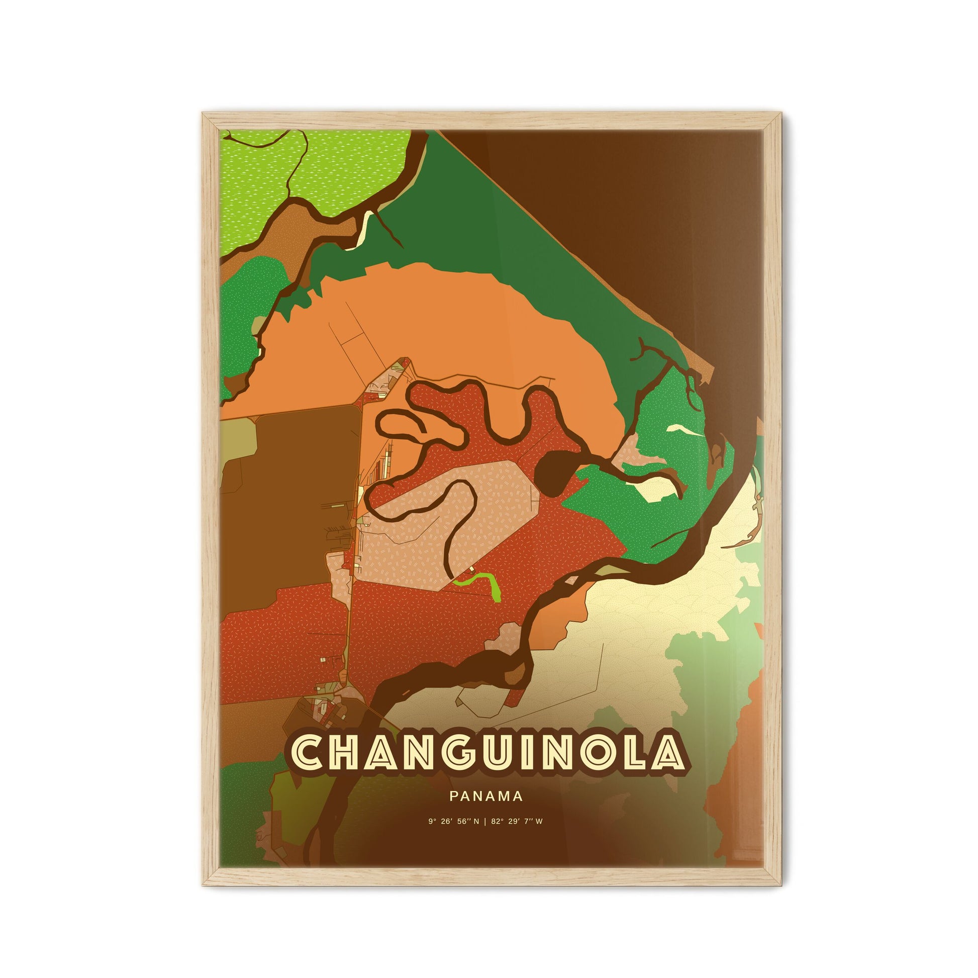 Colorful CHANGUINOLA PANAMA Fine Art Map Farmhouse