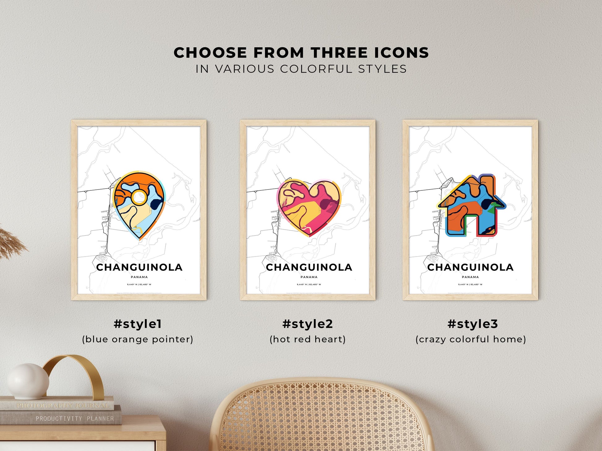 Changuinola Panama maps with colorful icons