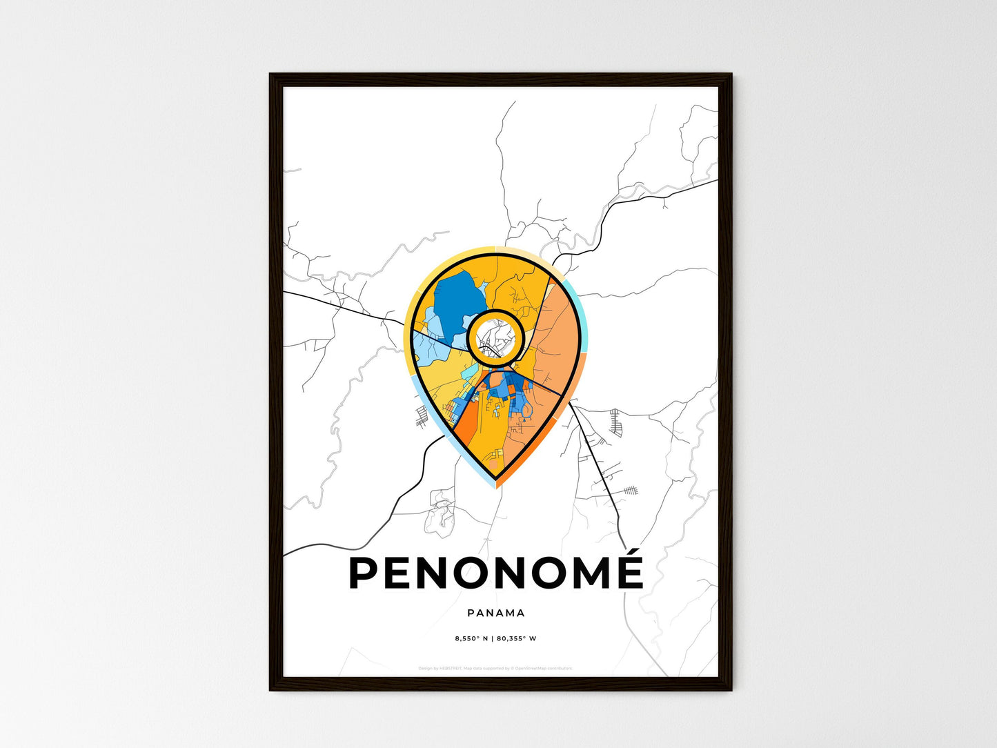 Penonomé Panama wedding art map with pointer icon