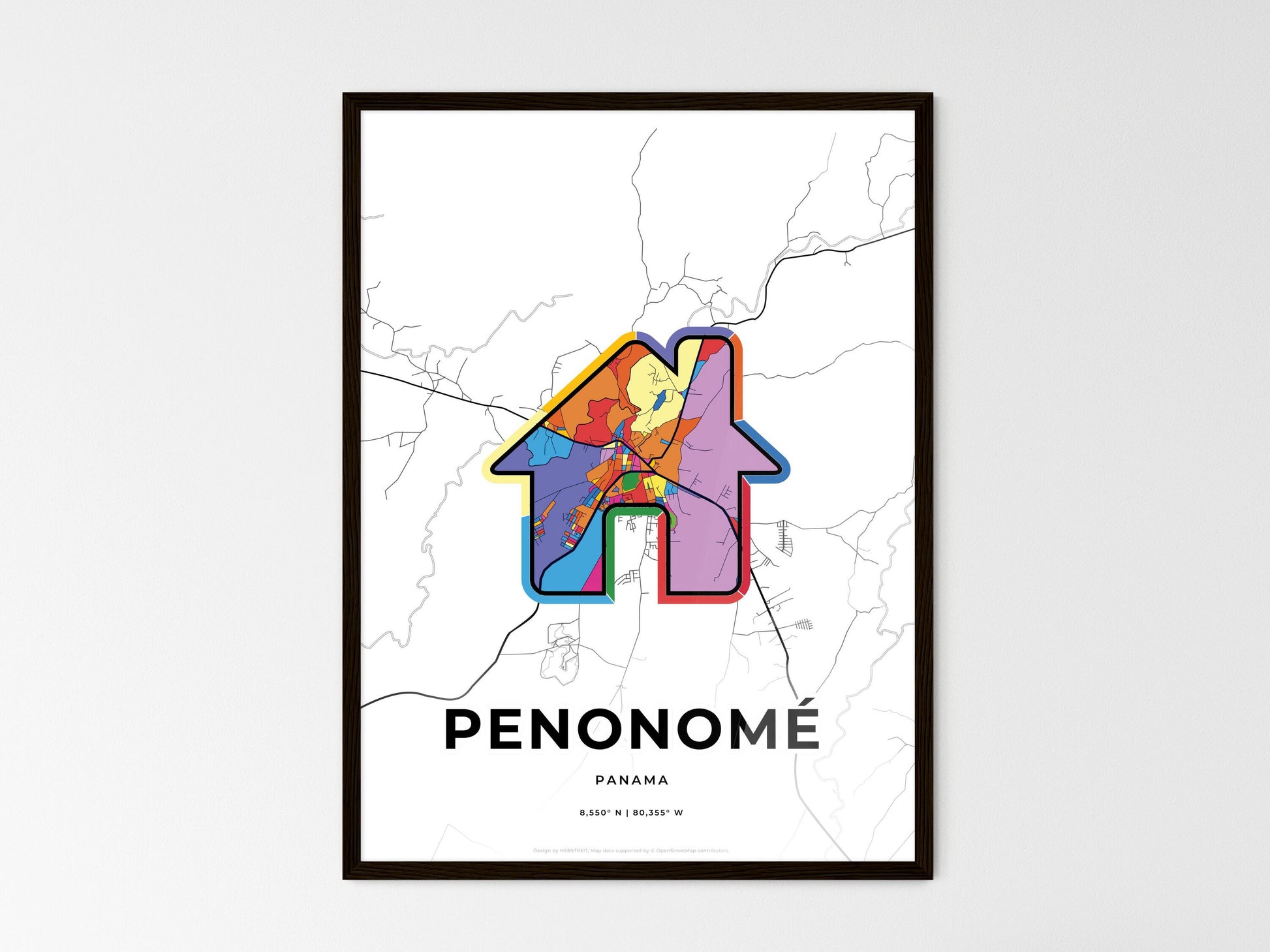Penonomé Panama wedding art map with home icon
