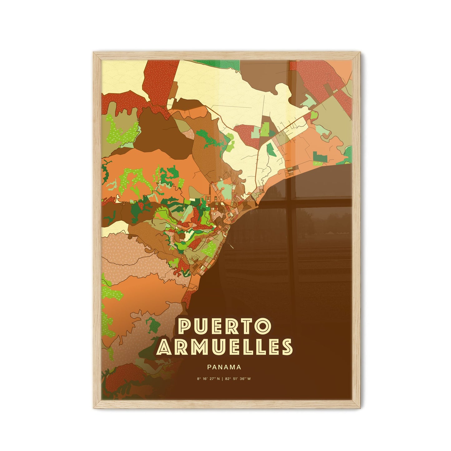 Colorful PUERTO ARMUELLES PANAMA Fine Art Map Farmhouse