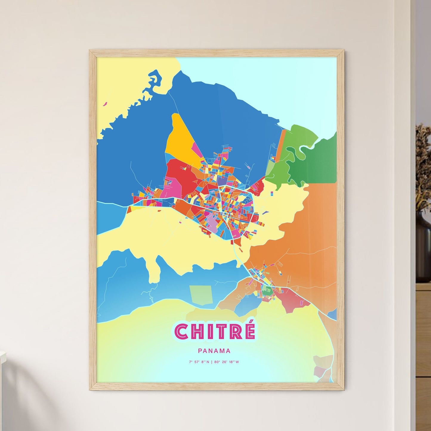 Colorful CHITRÉ PANAMA Fine Art Map Crazy Colors