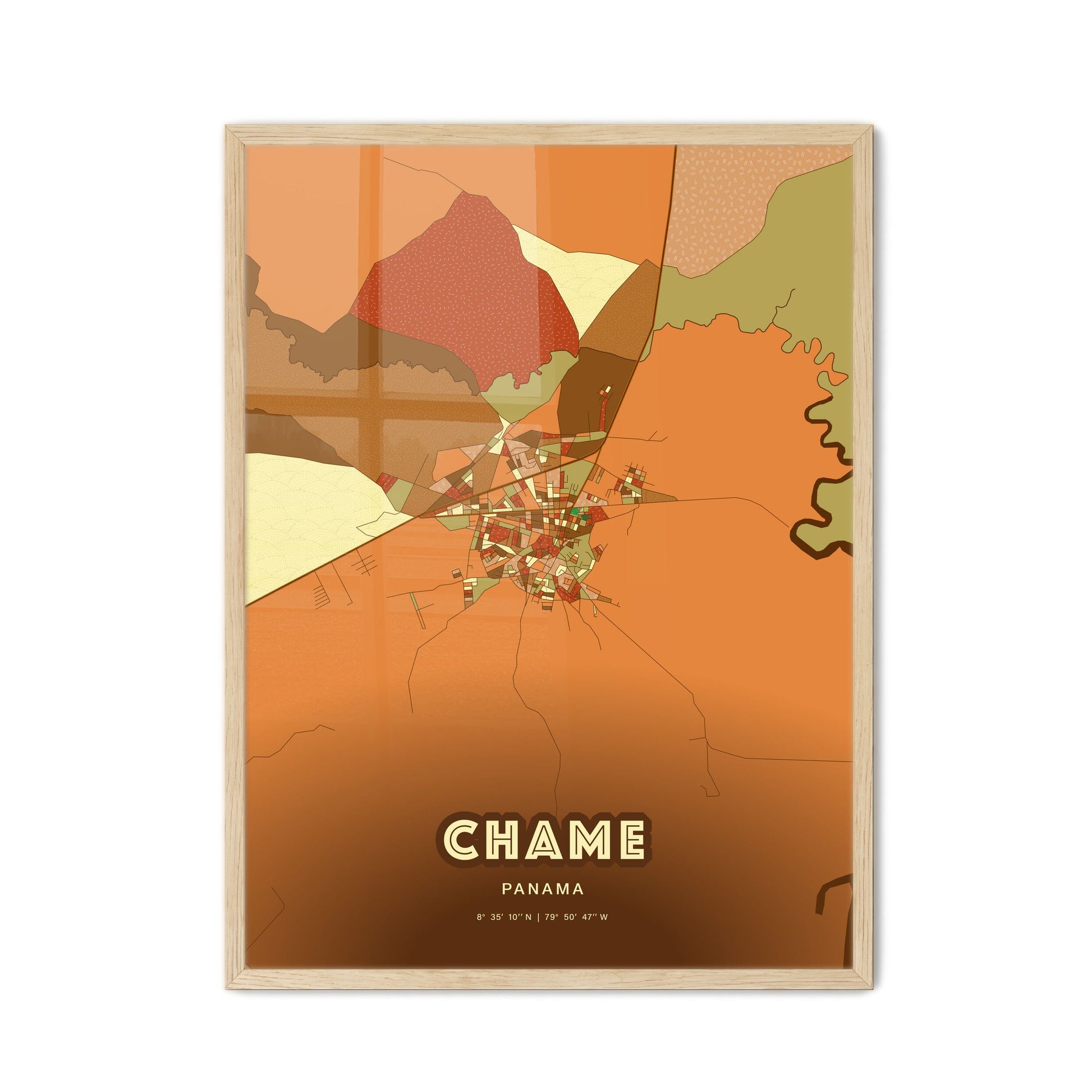 Colorful CHAME PANAMA Fine Art Map Farmhouse