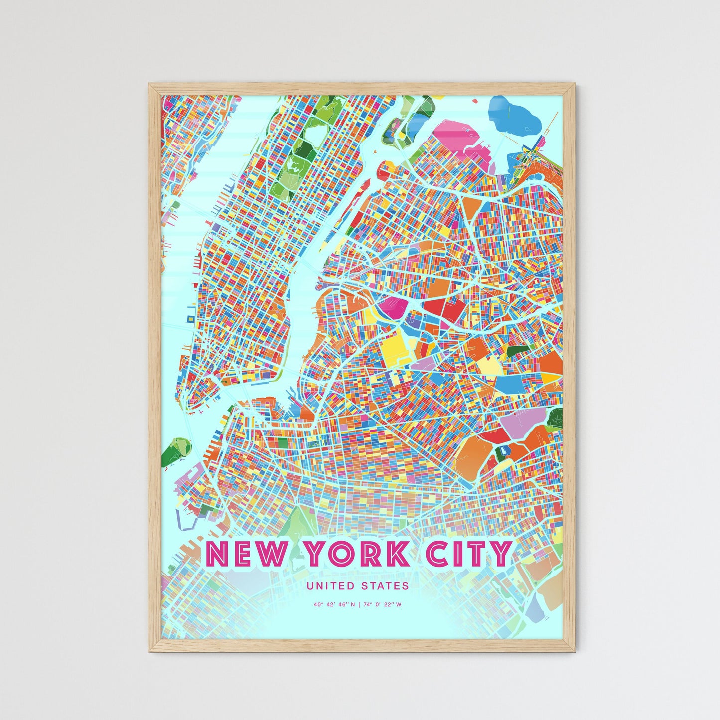 Colorful NEW YORK CITY UNITED STATES Fine Art Map Crazy Colors