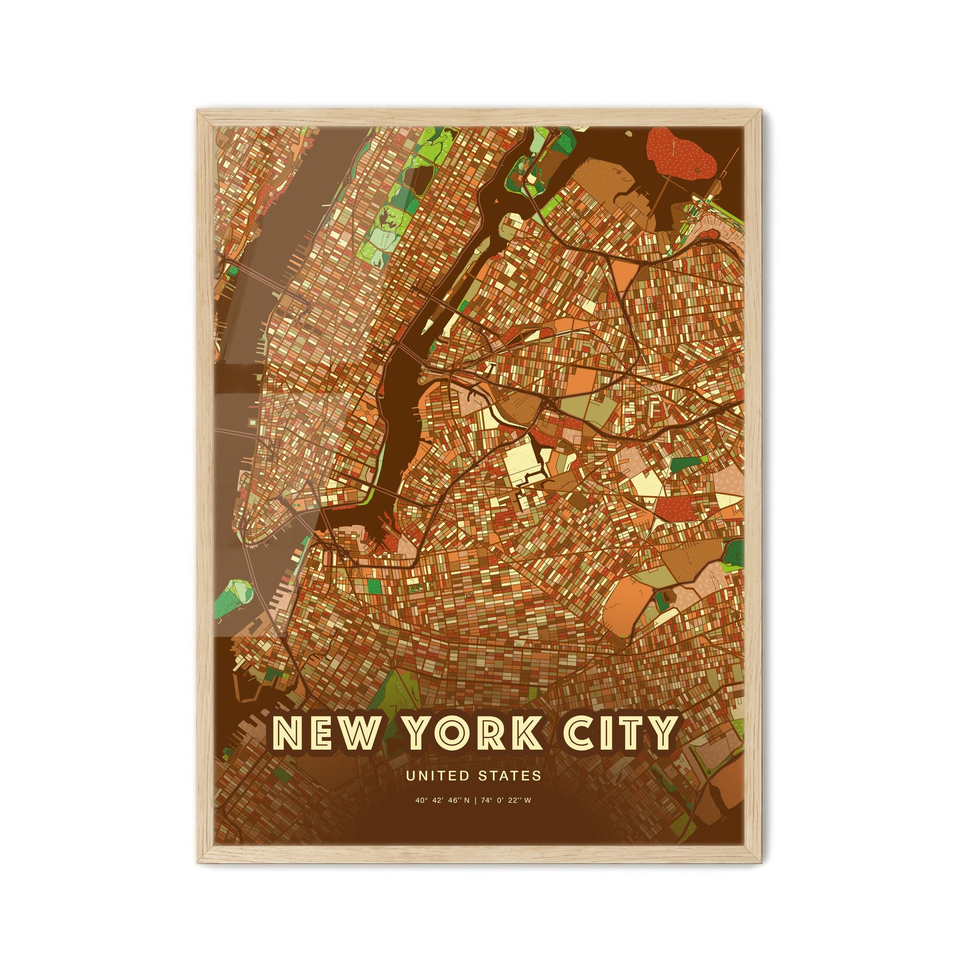 Colorful NEW YORK CITY UNITED STATES Fine Art Map Farmhouse