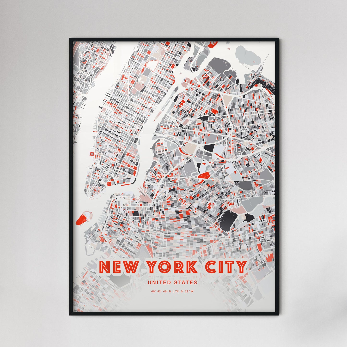 Colorful NEW YORK CITY UNITED STATES Fine Art Map Modern