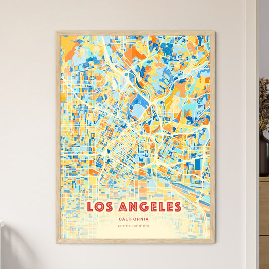 Colorful Los Angeles California Fine Art Map Blue Orange