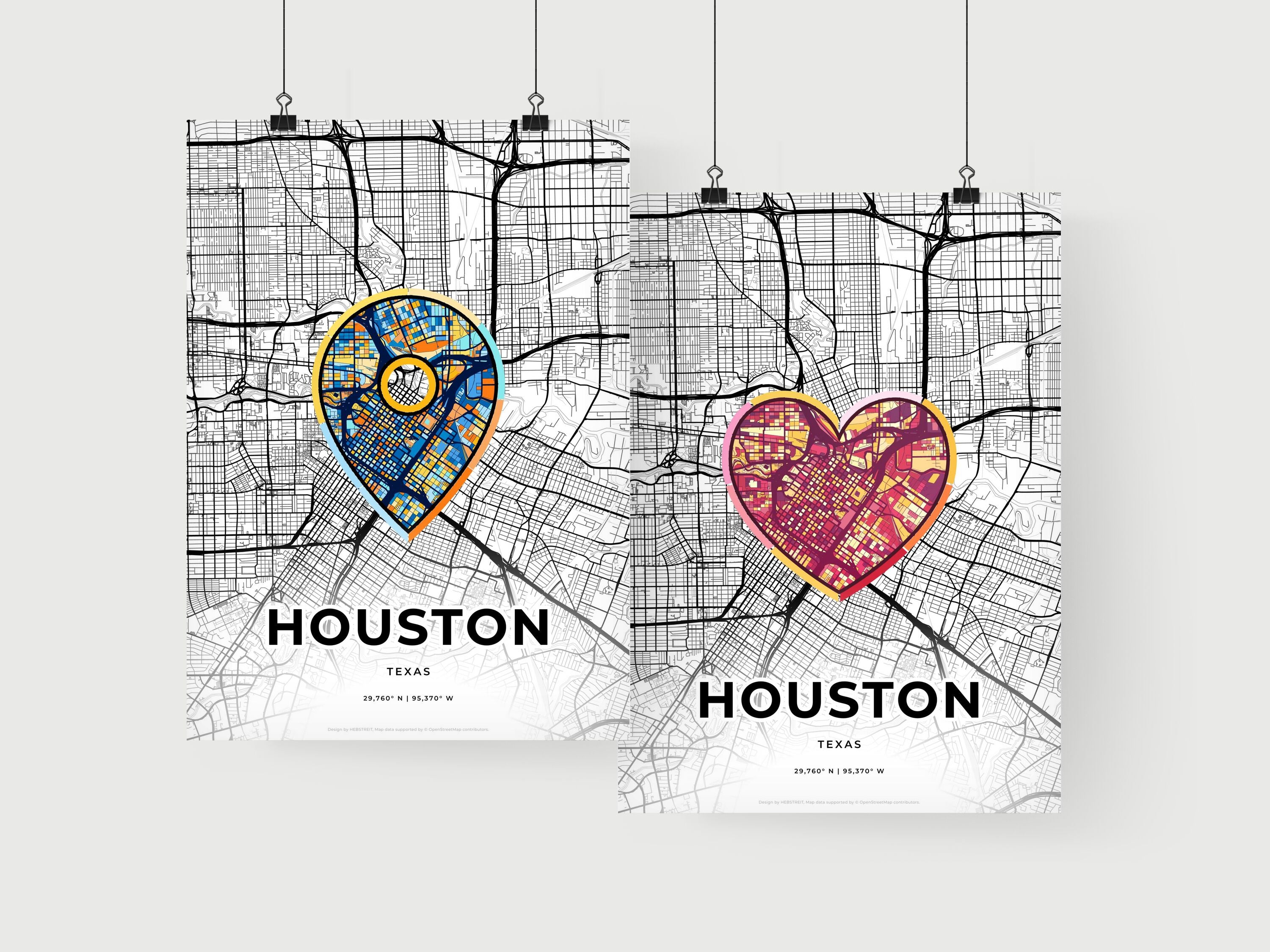 HOUSTON UNITED STATES minimal art map with a colorful icon. Creative ...