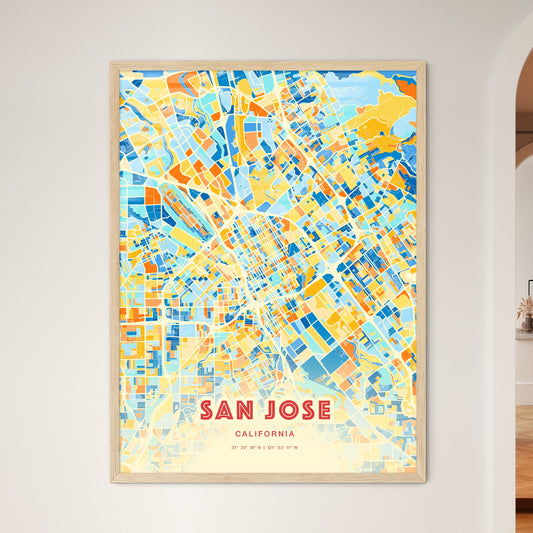 Colorful San Jose California Fine Art Map Blue Orange