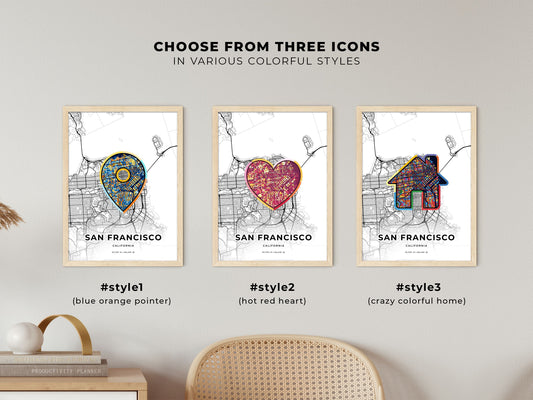 San Francisco California maps with colorful icons