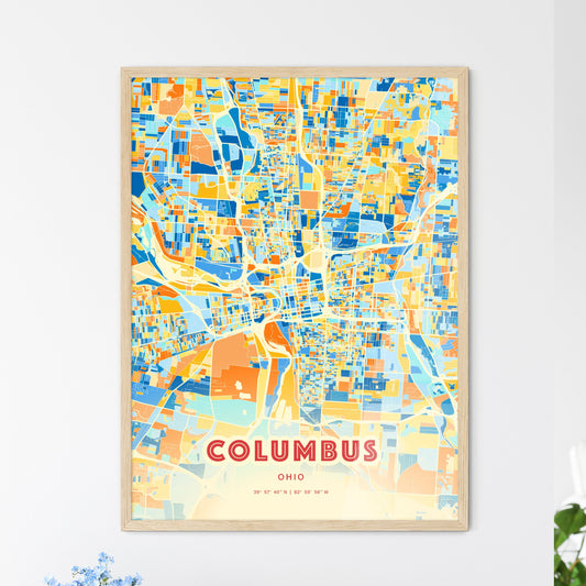 Colorful Columbus Ohio Fine Art Map Blue Orange