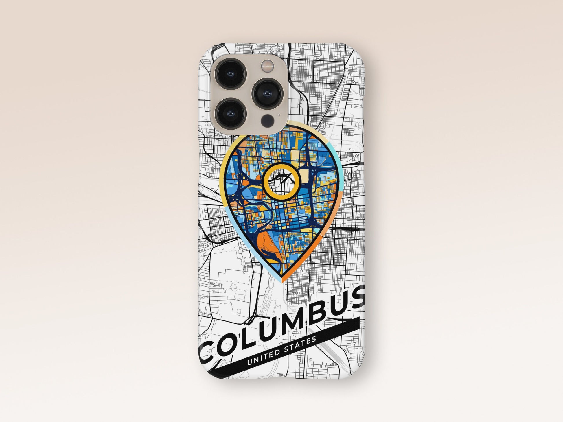 Columbus Ohio slim phone case with colorful icon. Birthday, wedding or housewarming gift. Couple match cases. 1