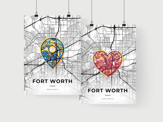 Fort Worth Texas art print for couples