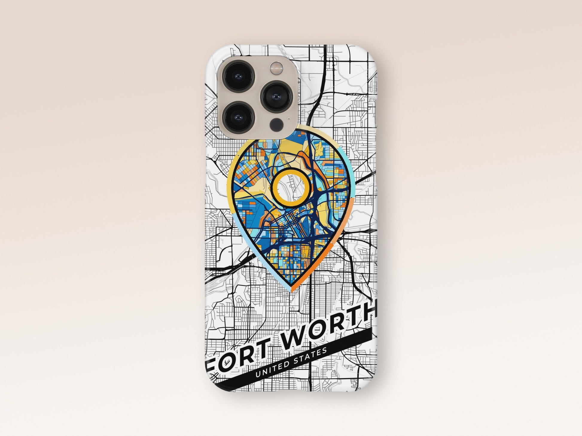 Fort Worth Texas slim phone case with colorful icon. Birthday, wedding or housewarming gift. Couple match cases. 1