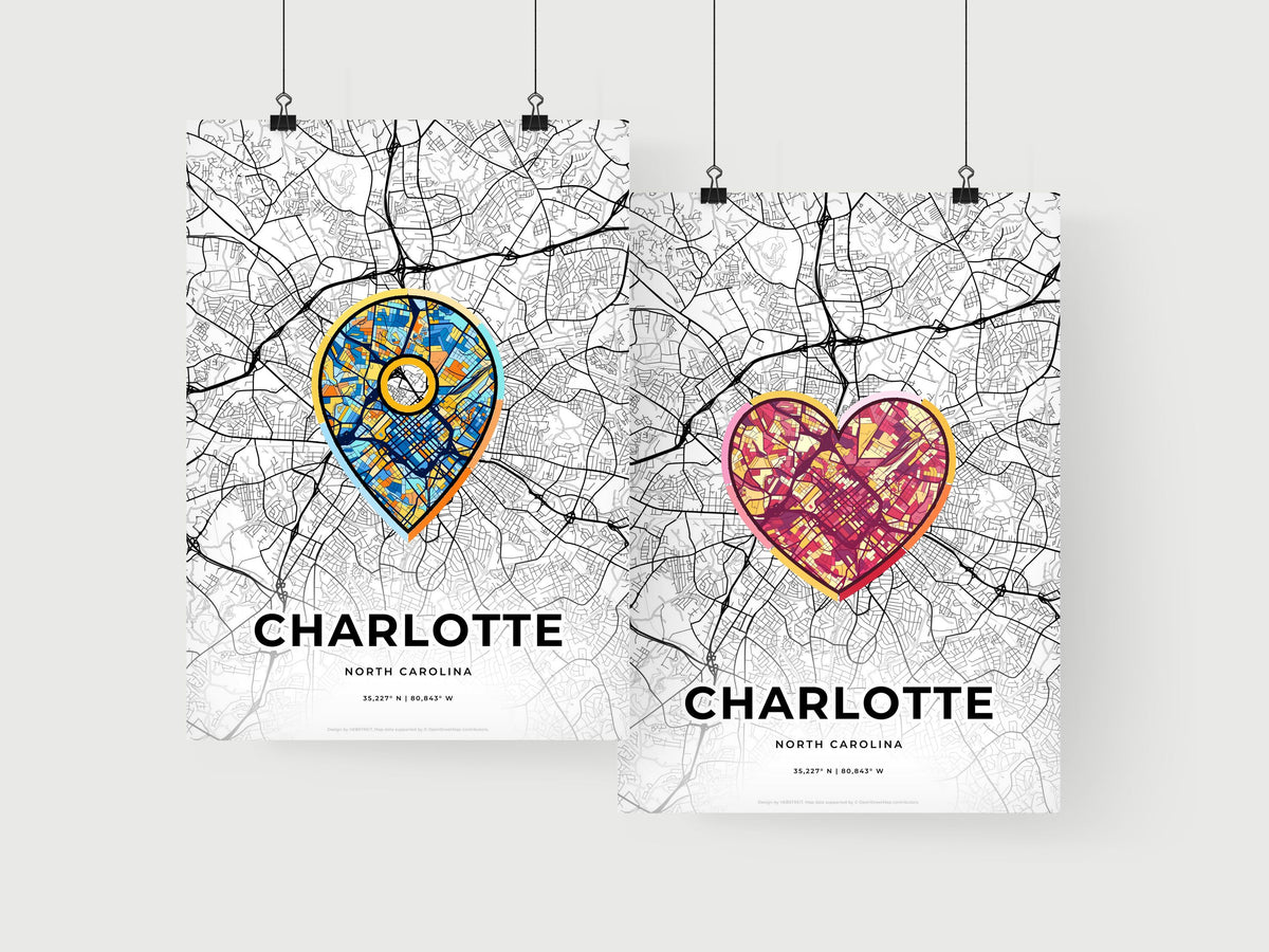Charlotte North Carolina art print for couples