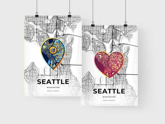 Seattle Washington art print for couples