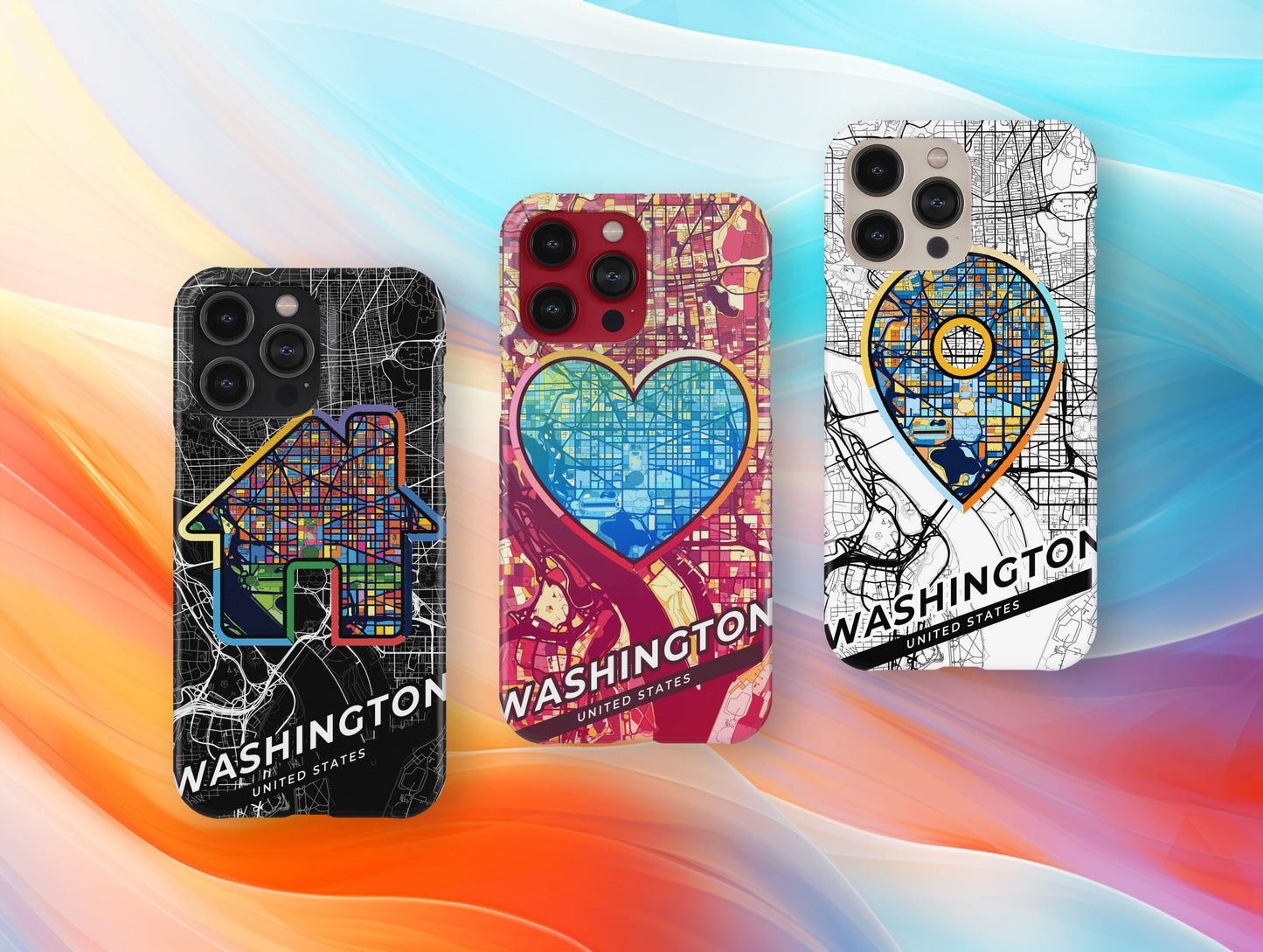 Washington D.C. slim phone case with colorful icon