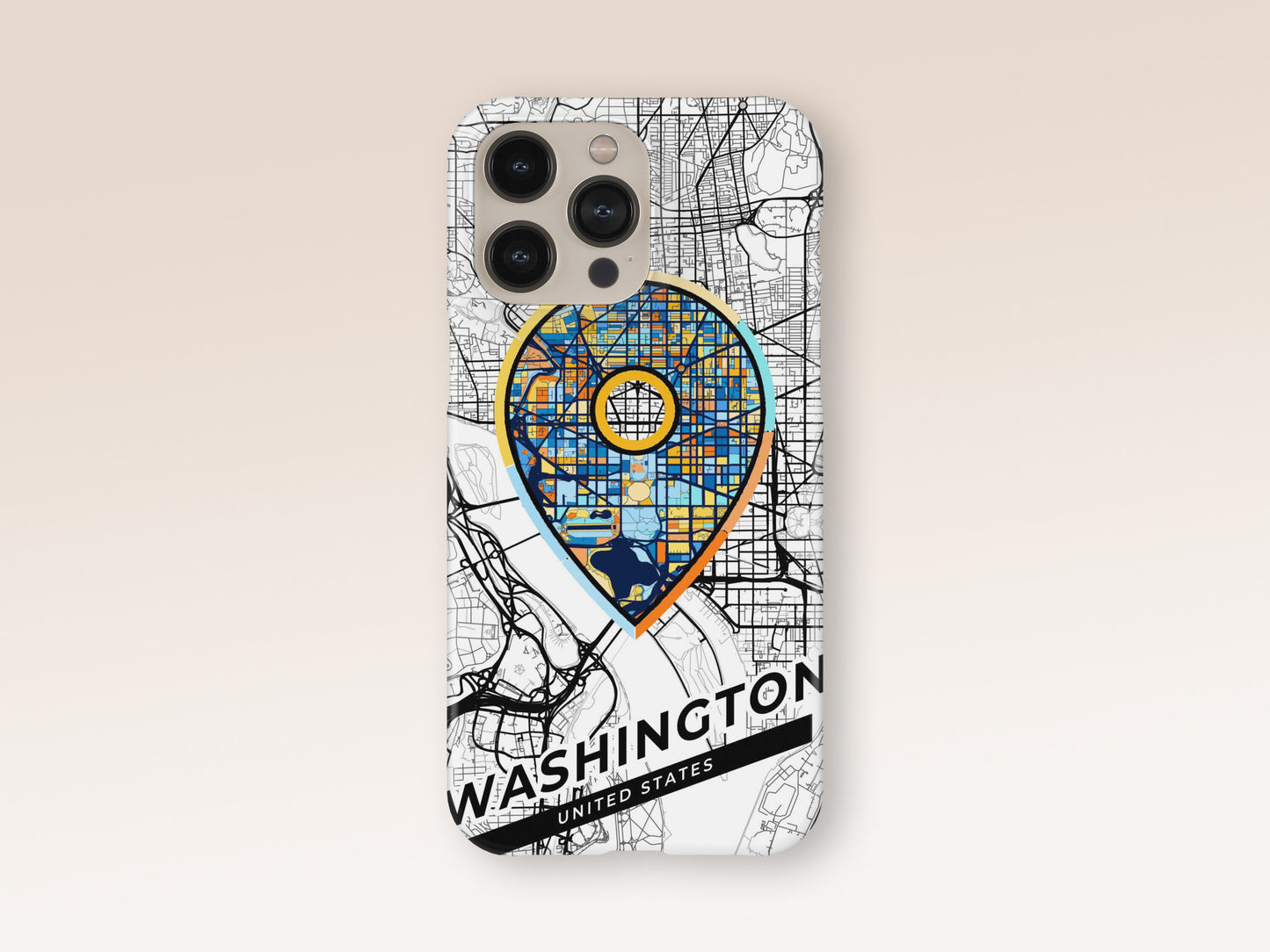 Washington D.C. slim phone case with colorful icon 1