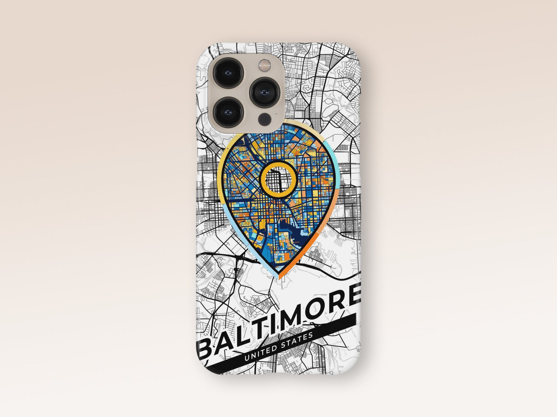 Baltimore Maryland slim phone case with colorful icon. Birthday, wedding or housewarming gift. Couple match cases. 1