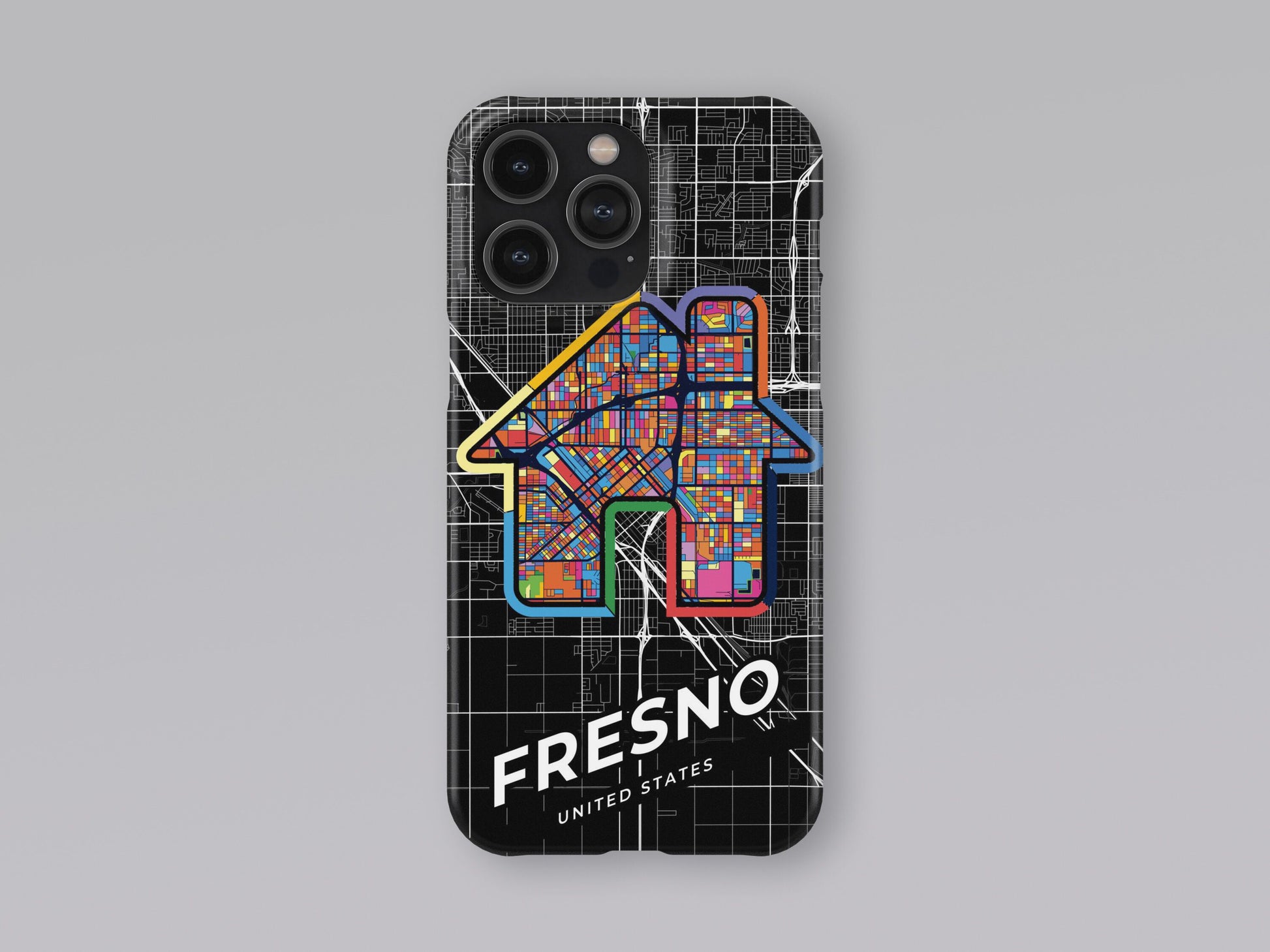 Fresno California slim phone case with colorful icon. Birthday, wedding or housewarming gift. Couple match cases. 3