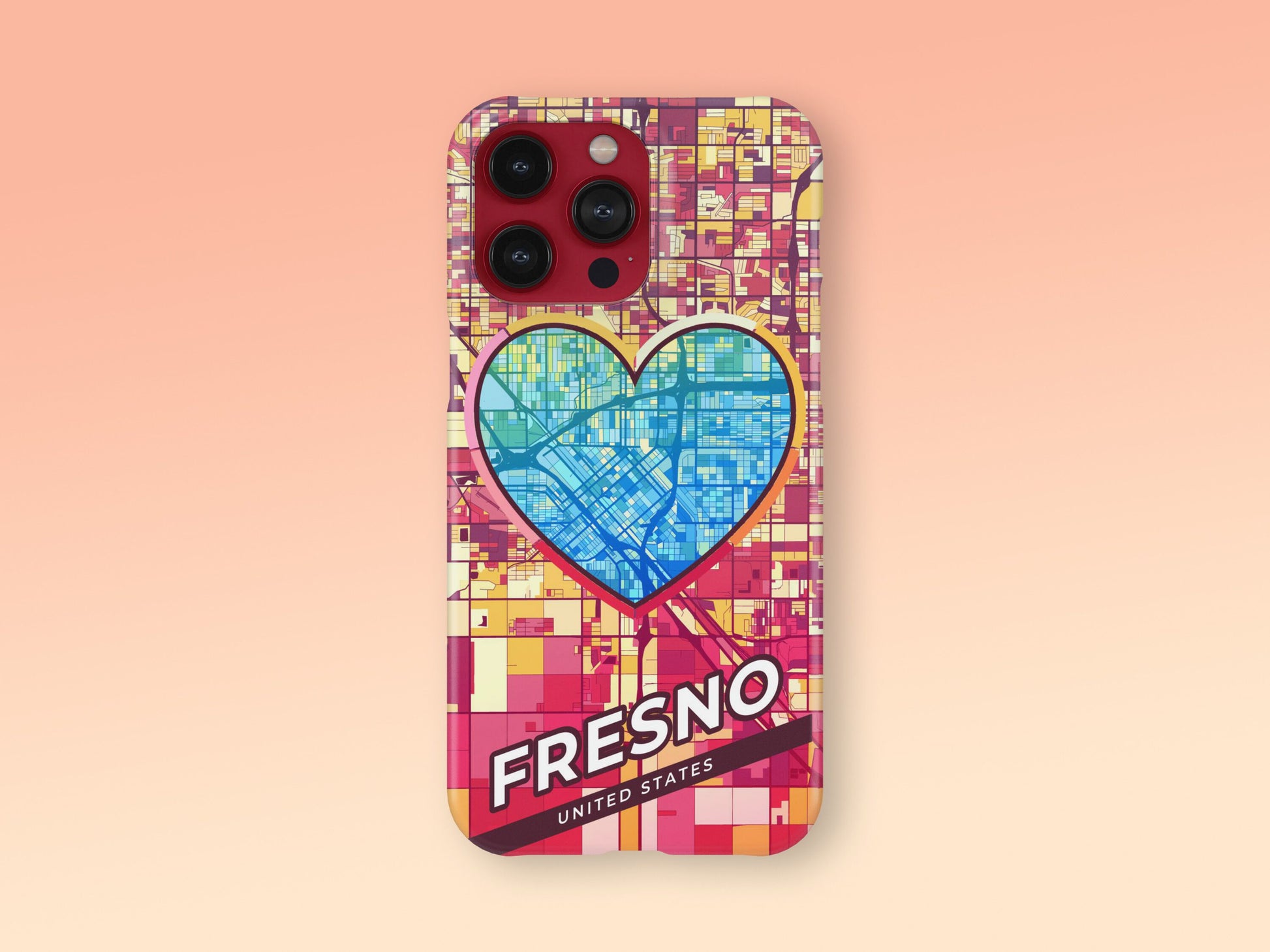 Fresno California slim phone case with colorful icon. Birthday, wedding or housewarming gift. Couple match cases. 2