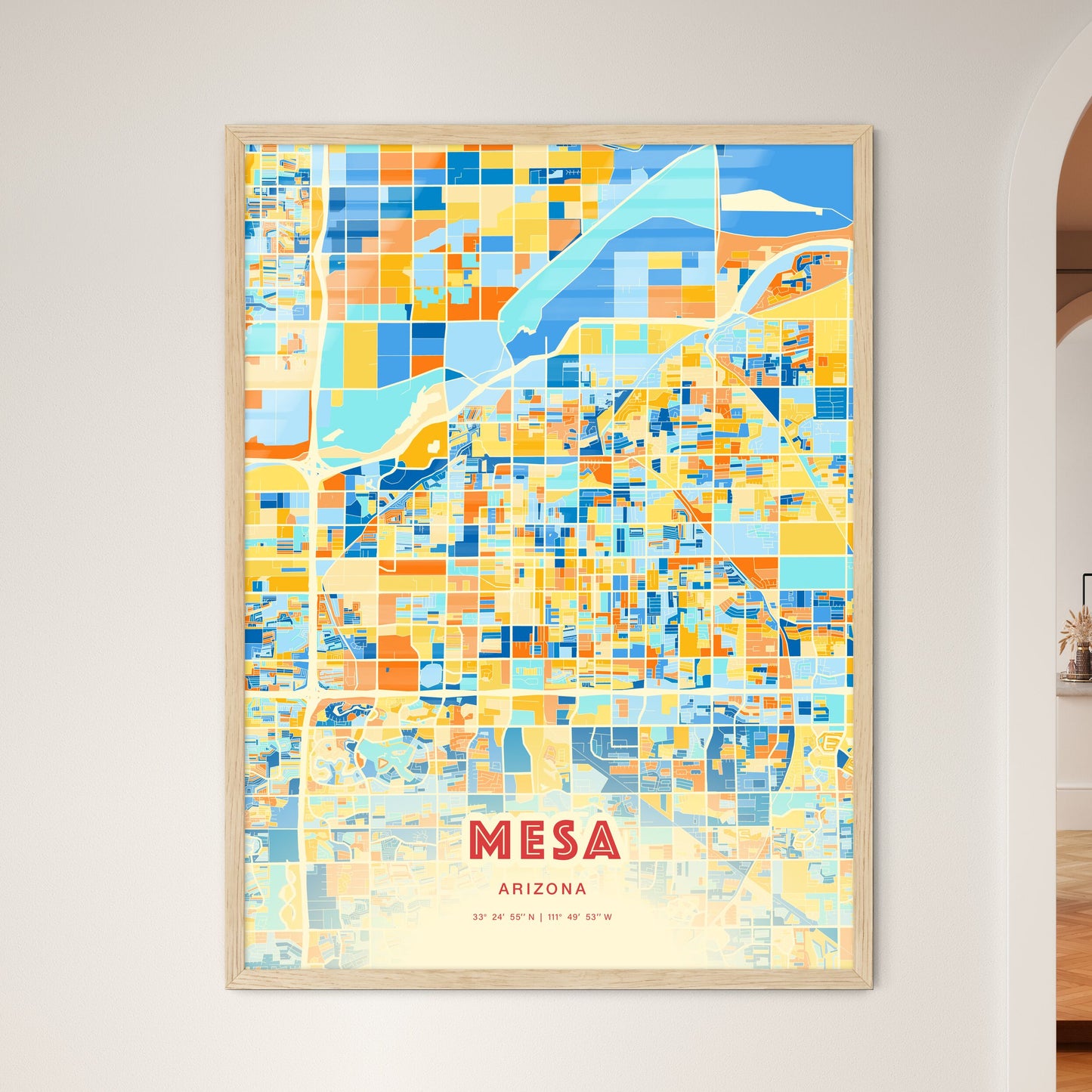 Colorful Mesa Arizona Fine Art Map Blue Orange
