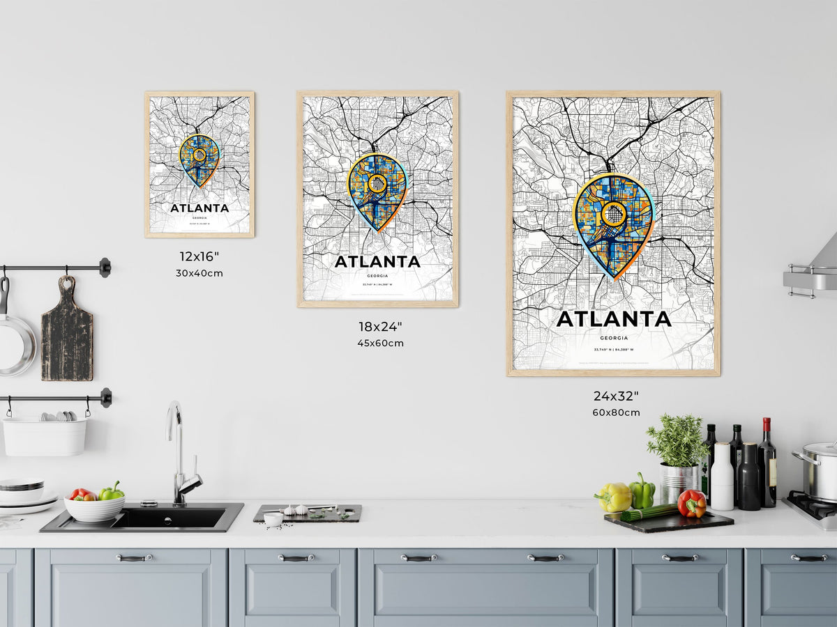 Atlanta Georgia art map size chart