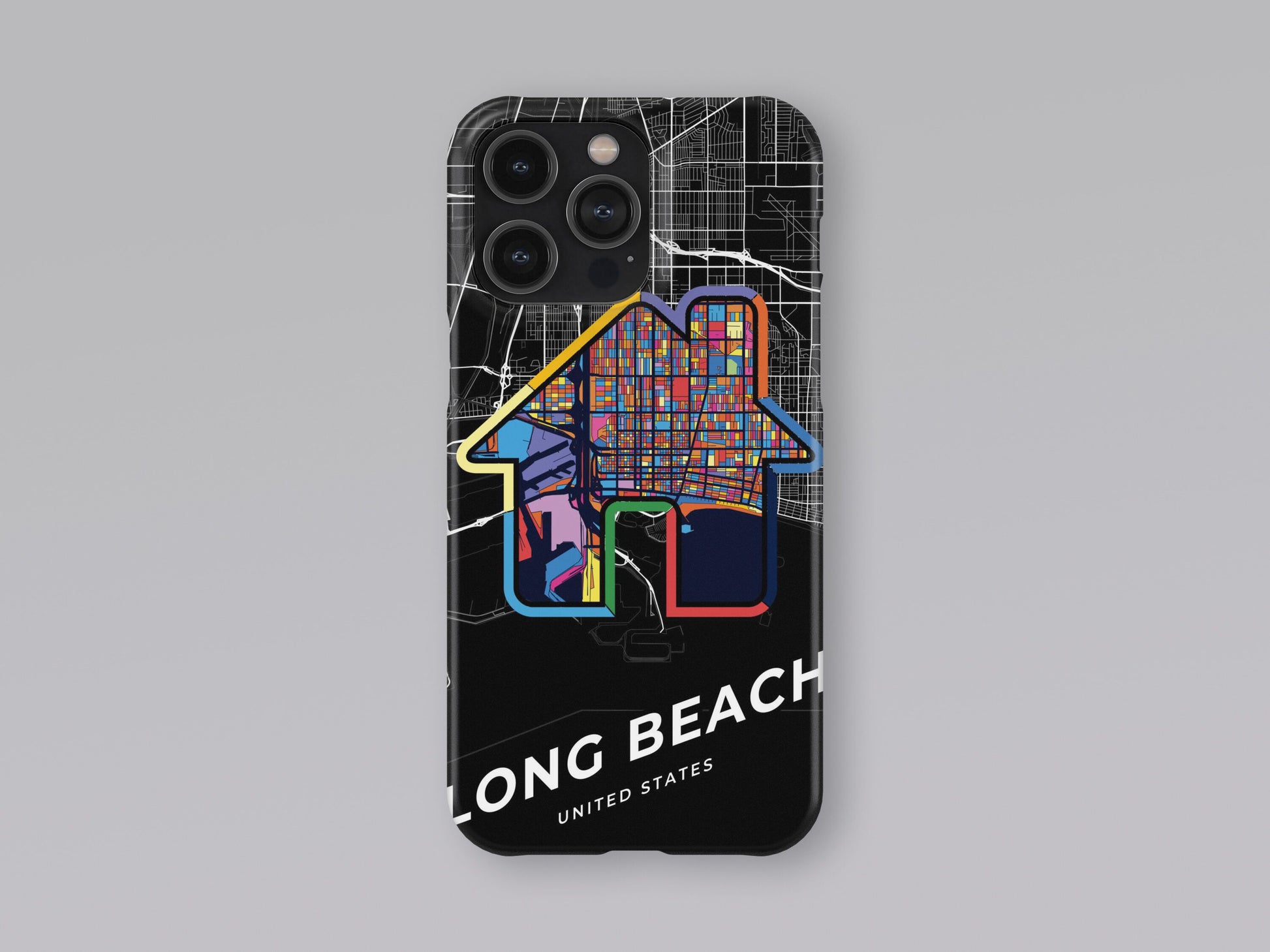 Long Beach California slim phone case with colorful icon. Birthday, wedding or housewarming gift. Couple match cases. 3