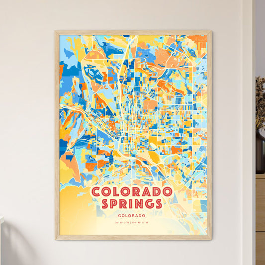 Colorful Colorado Springs Colorado Fine Art Map Blue Orange
