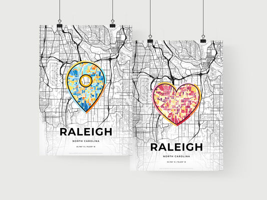 Raleigh North Carolina art print for couples