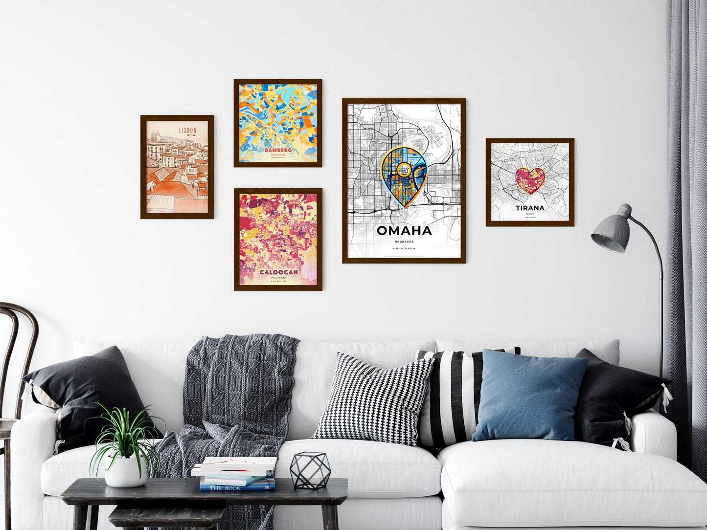 Omaha Nebraska wall art with creative maps