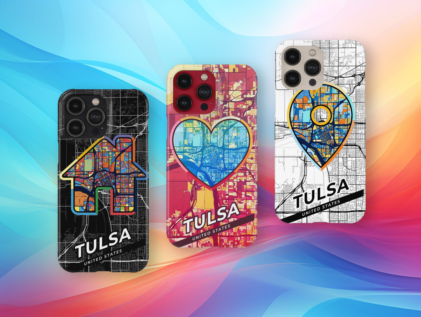 Tulsa Oklahoma slim phone case with colorful icon