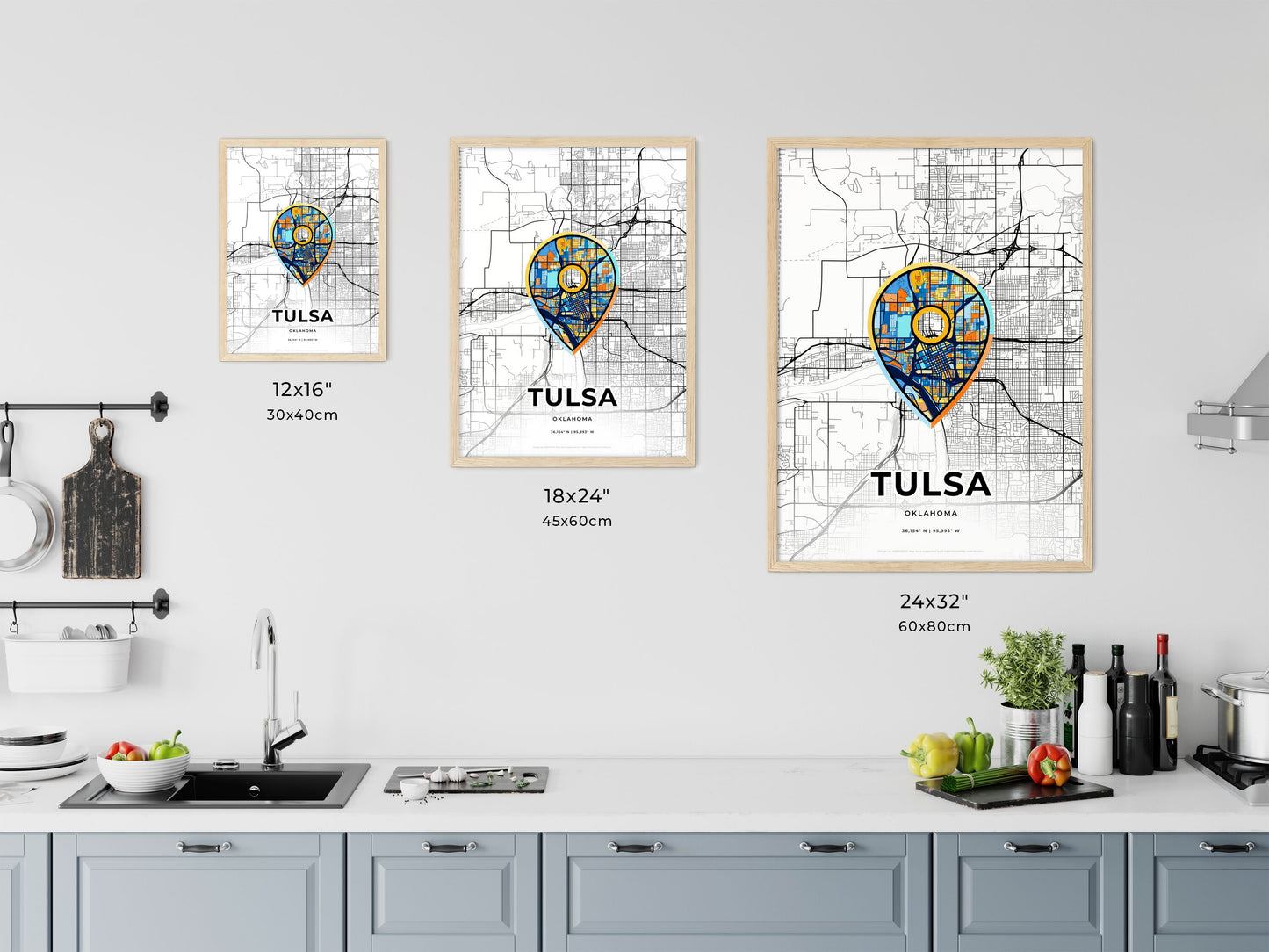 Tulsa Oklahoma art map size chart
