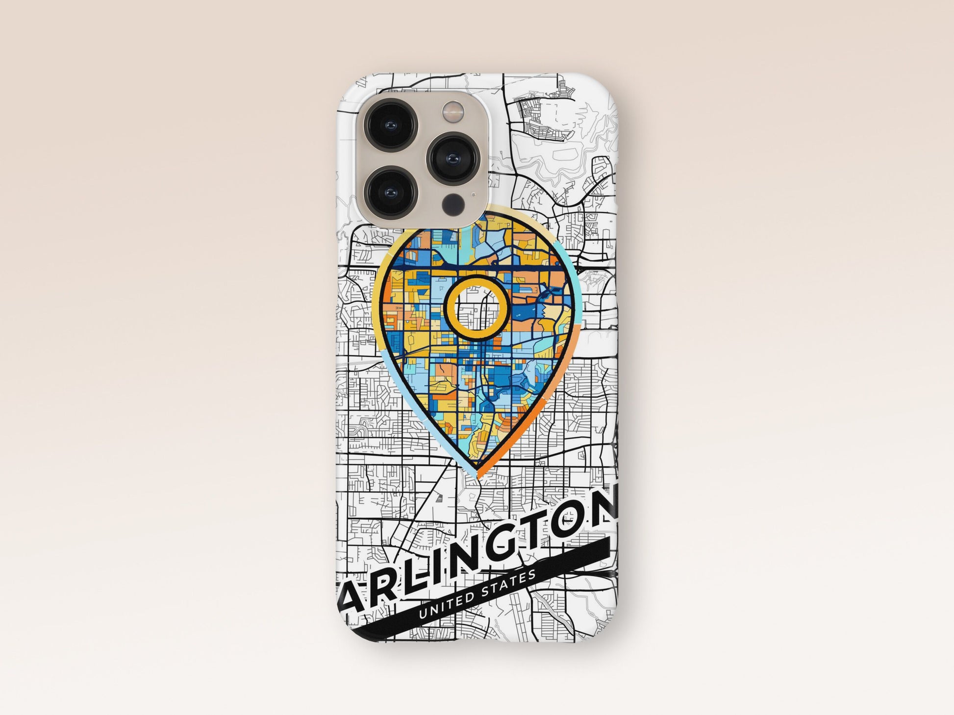 Arlington Texas slim phone case with colorful icon. Birthday, wedding or housewarming gift. Couple match cases. 1