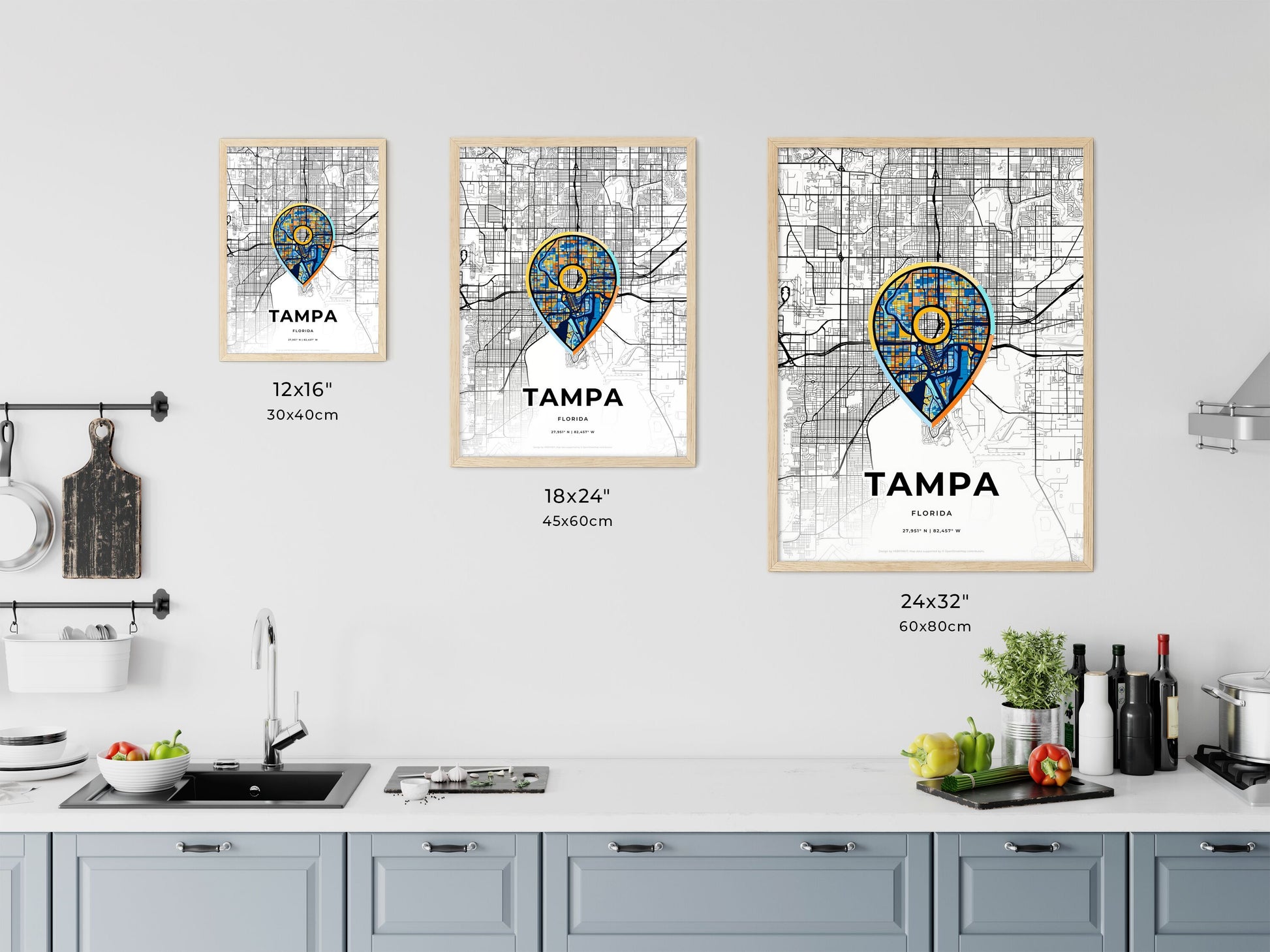 Tampa Florida art map size chart