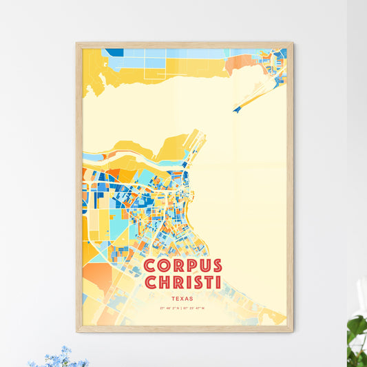 Colorful Corpus Christi Texas Fine Art Map Blue Orange