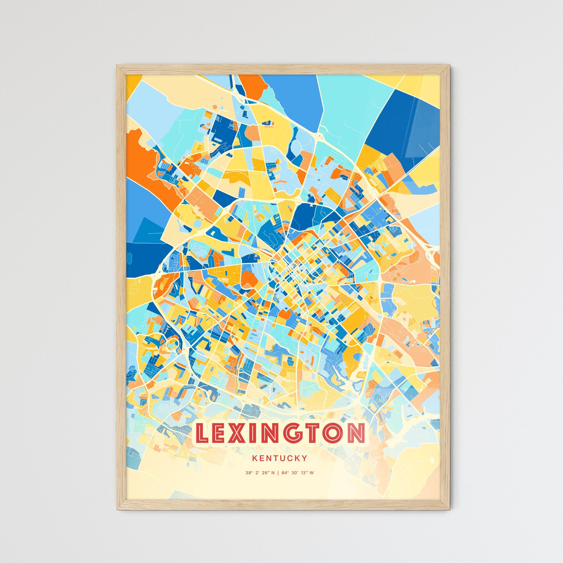 Colorful Lexington Kentucky Fine Art Map Blue Orange