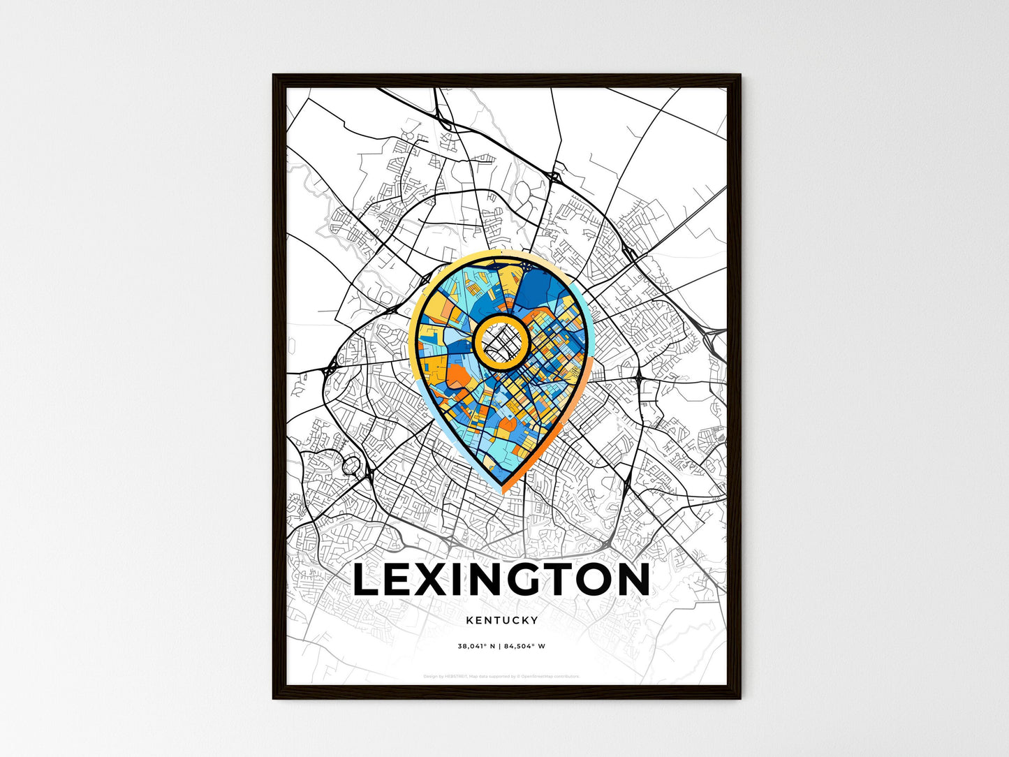 Lexington Kentucky wedding art map with pointer icon