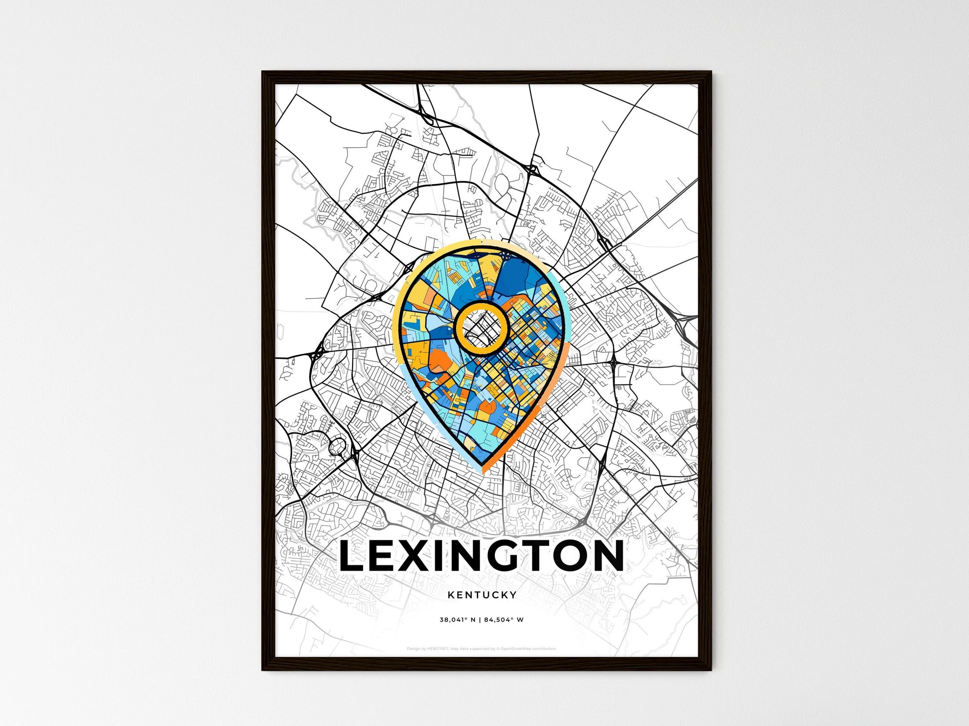 Lexington Kentucky wedding art map with pointer icon